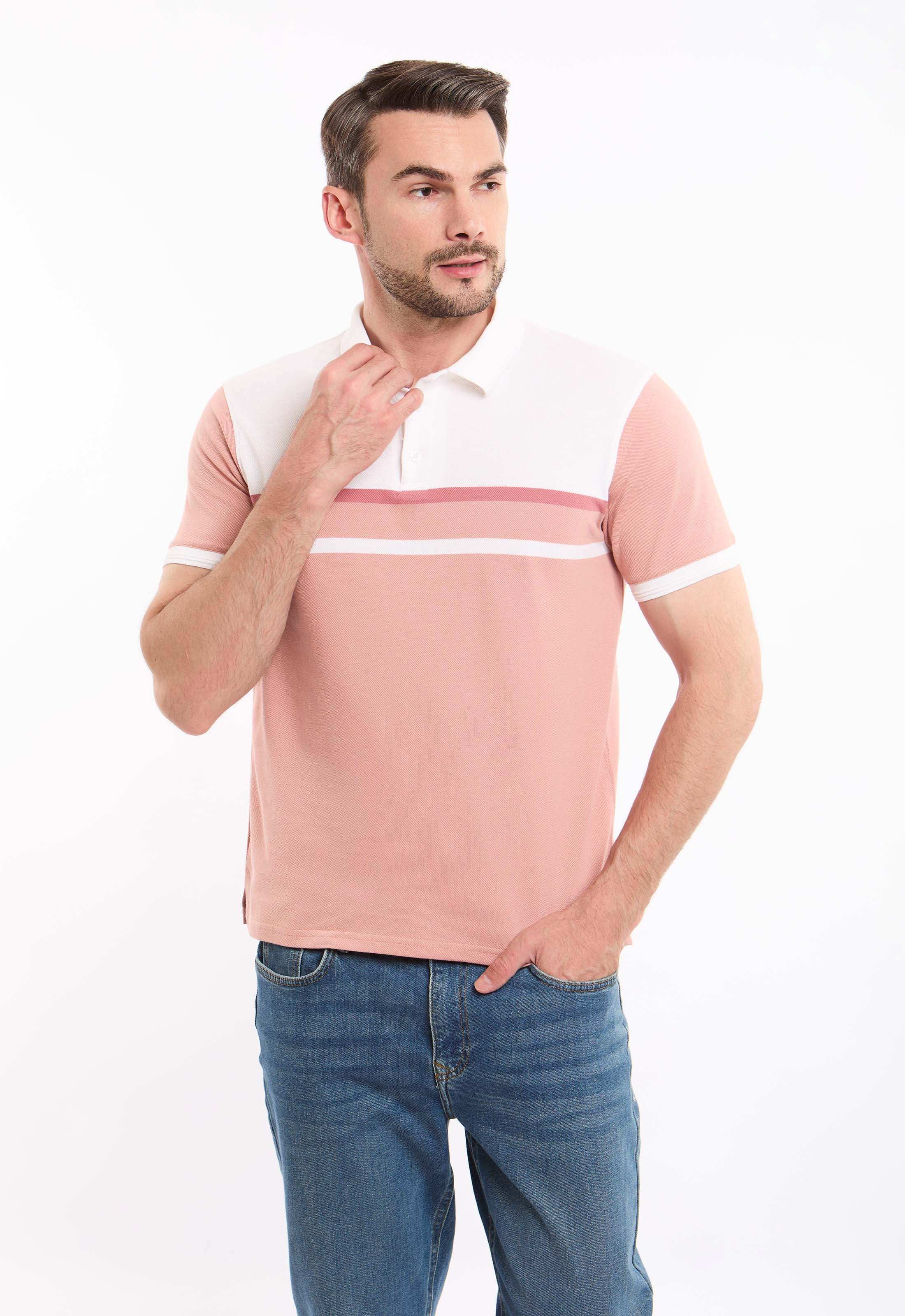 Dual-Tone Short Sleeves Pique Polo Shirt