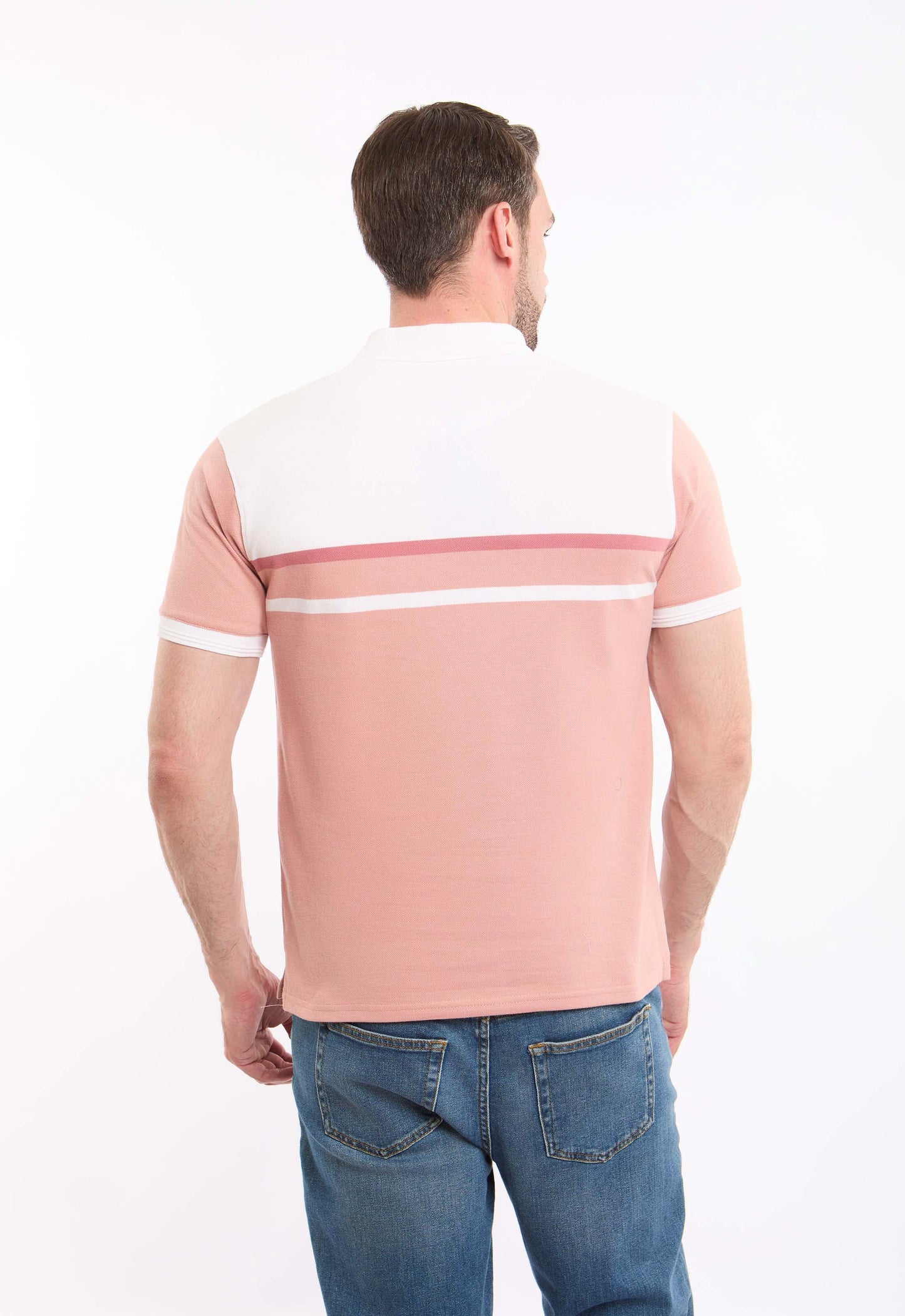 Dual-Tone Short Sleeves Pique Polo Shirt