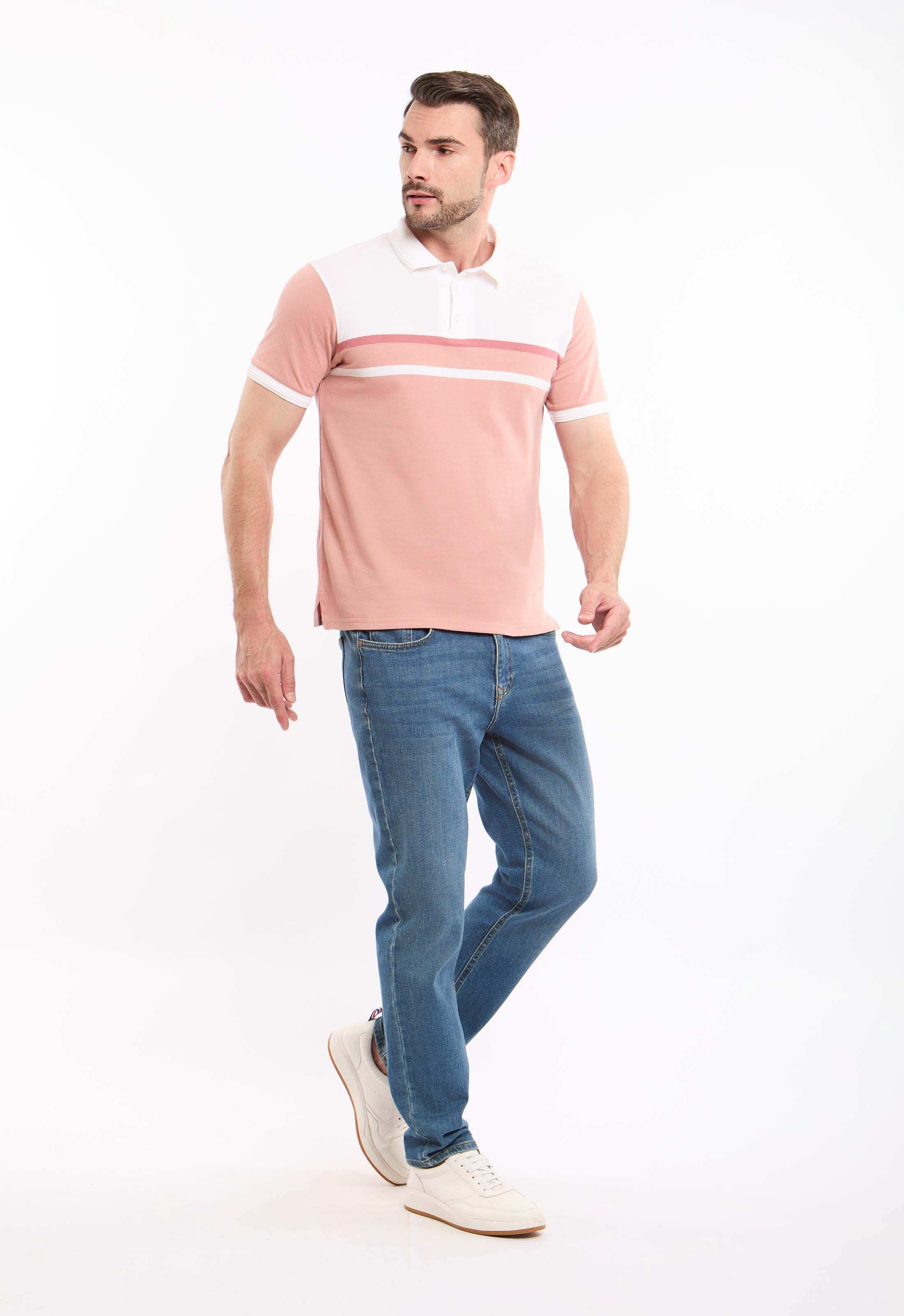 Dual-Tone Short Sleeves Pique Polo Shirt