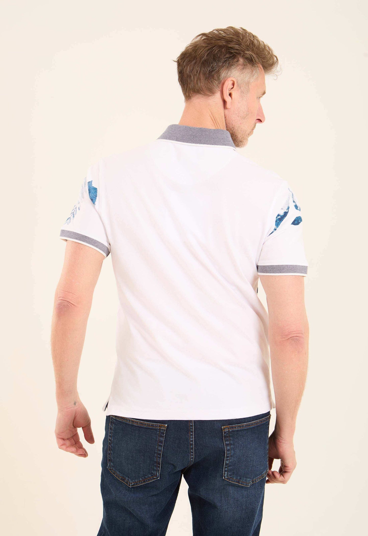 Floral Pattern Polo Shirt with Classic Collar