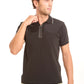 Lined Turn Down Collar Zipped Polo Shirt