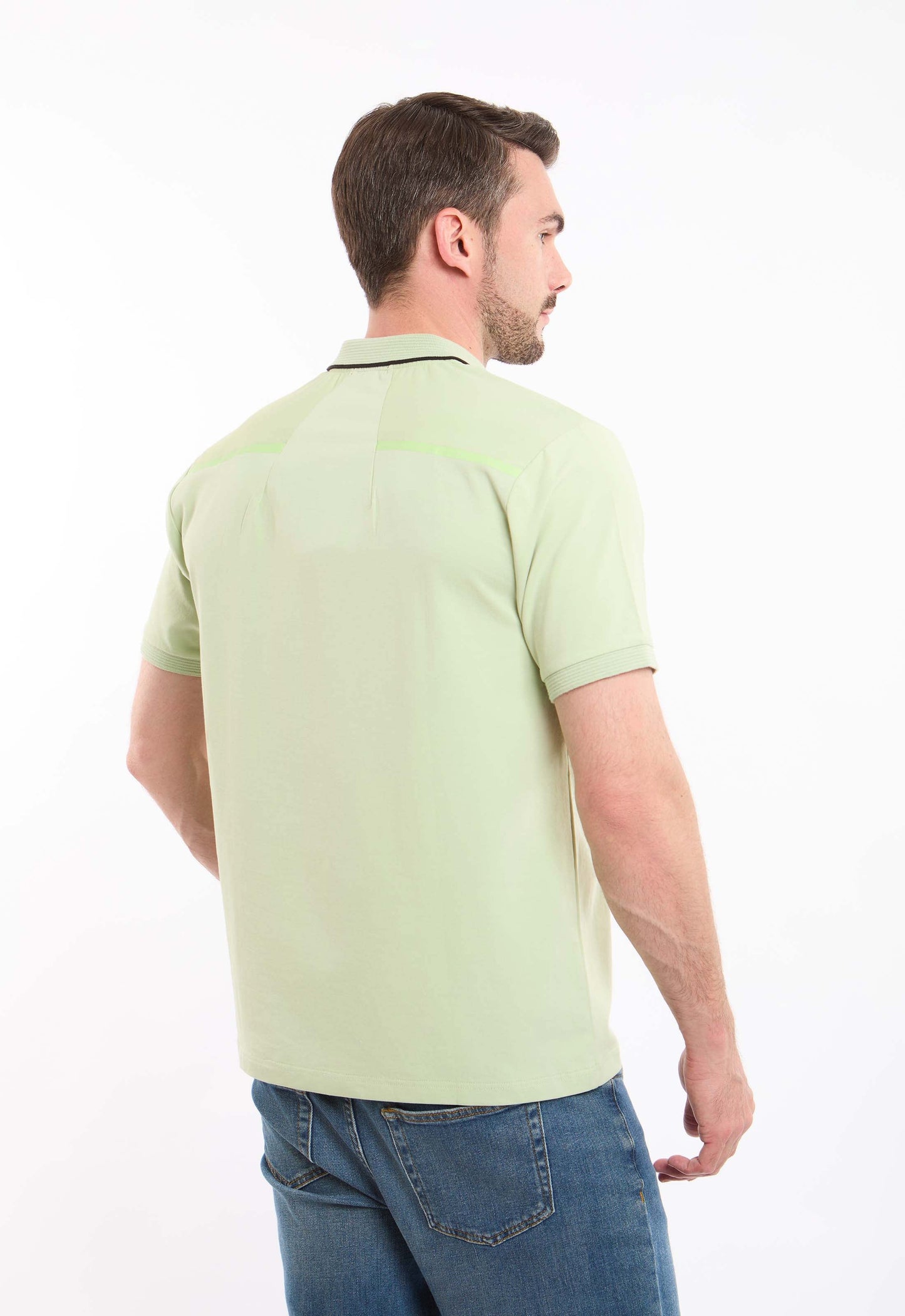 Lined Turn Down Collar Zipped Polo Shirt
