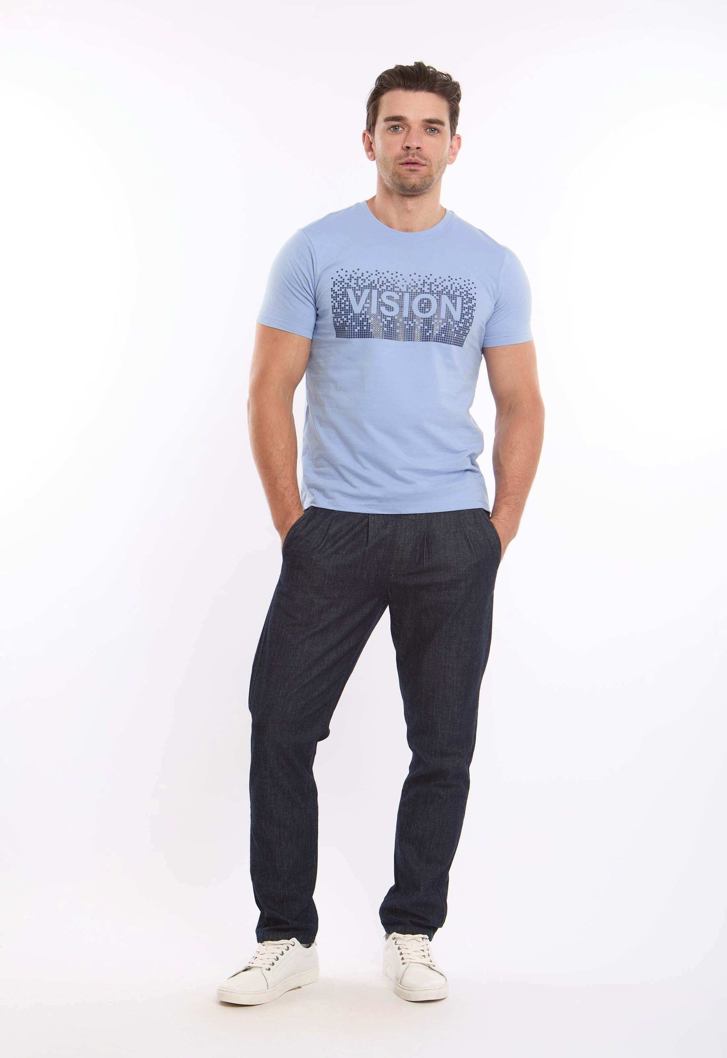 Crew Neck Printed "Vision" Slip On Tee