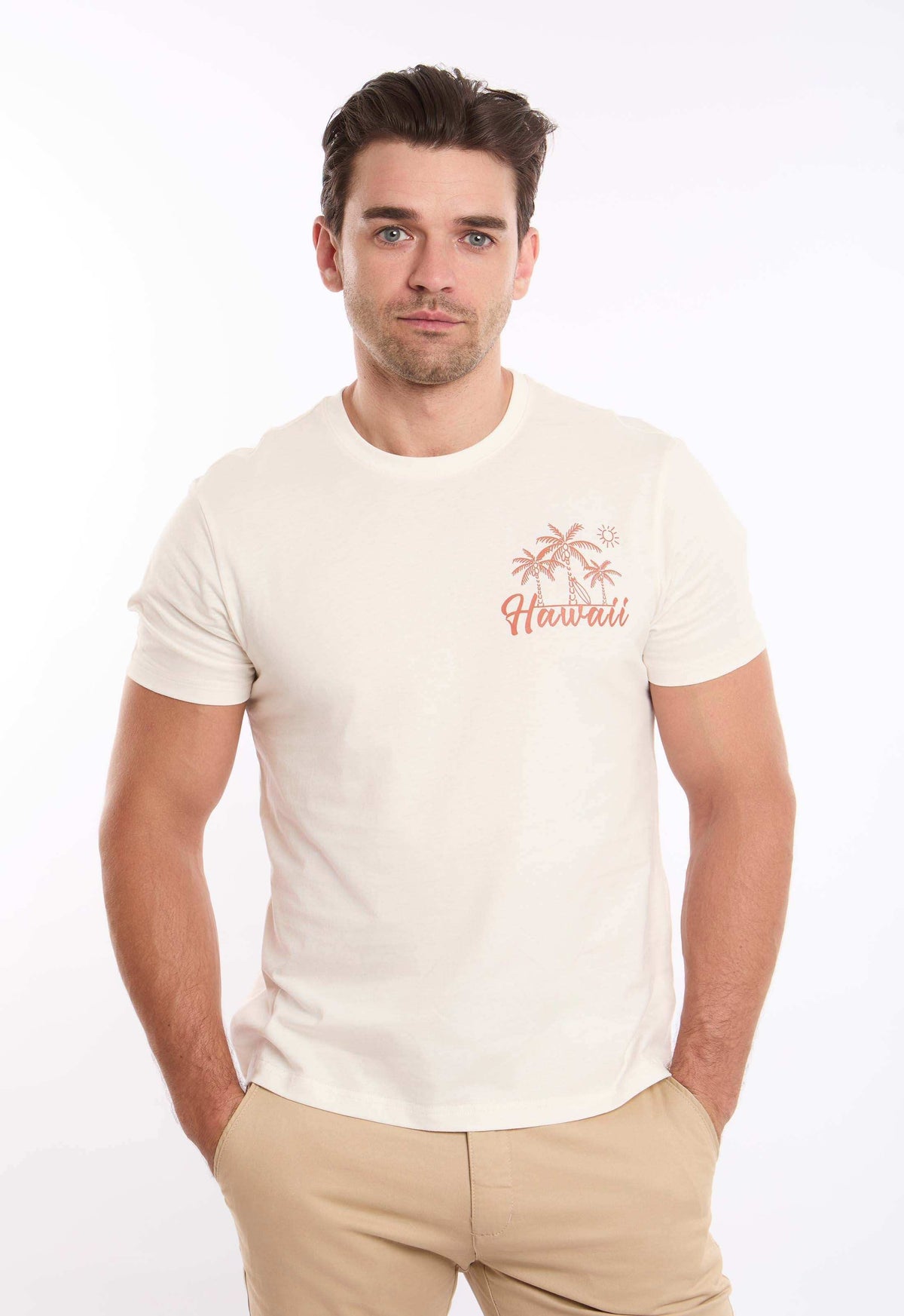 Round Neck Printed "Hawaii" Regular Fit Tee