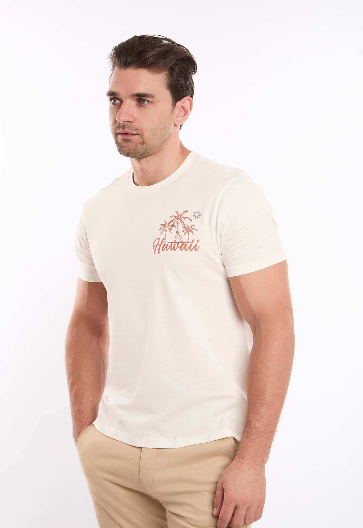 Round Neck Printed "Hawaii" Regular Fit Tee