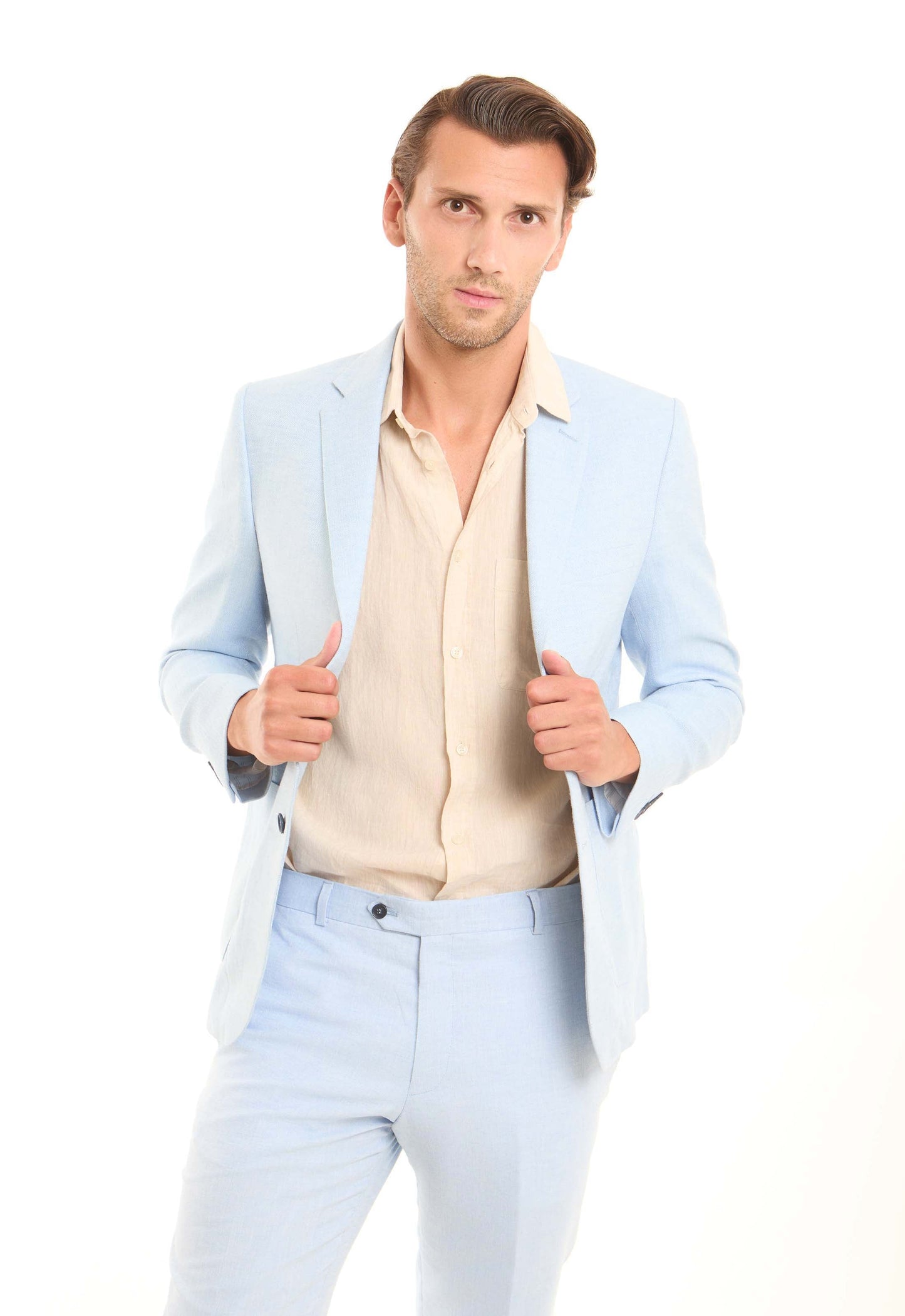 Linen-Cotton Notched Blazer