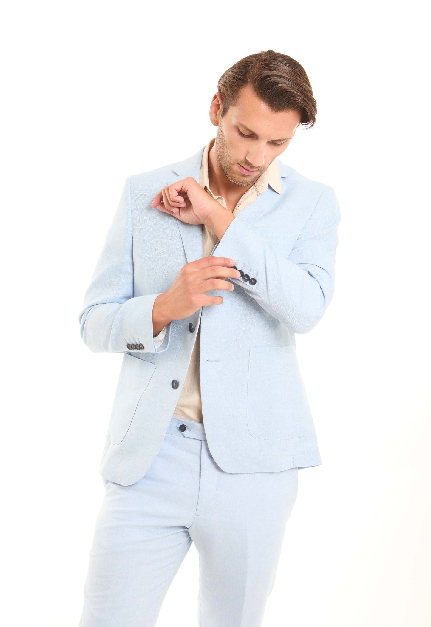 Linen-Cotton Notched Blazer