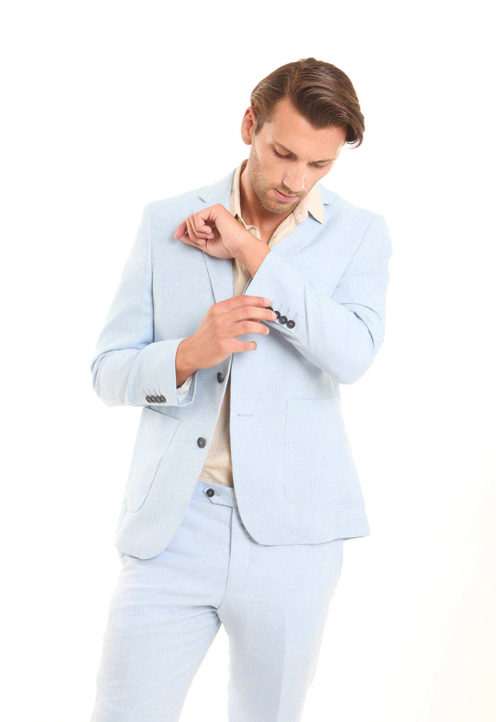 بليزر بياقة ريفير من الكتان والقطن