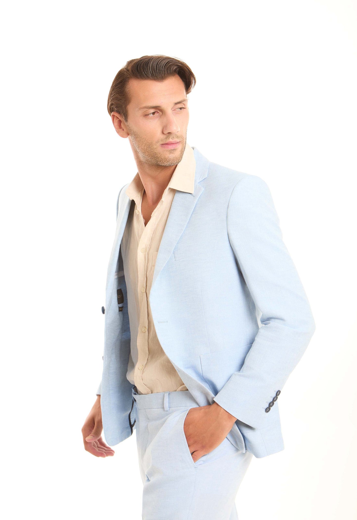 Linen-Cotton Notched Blazer