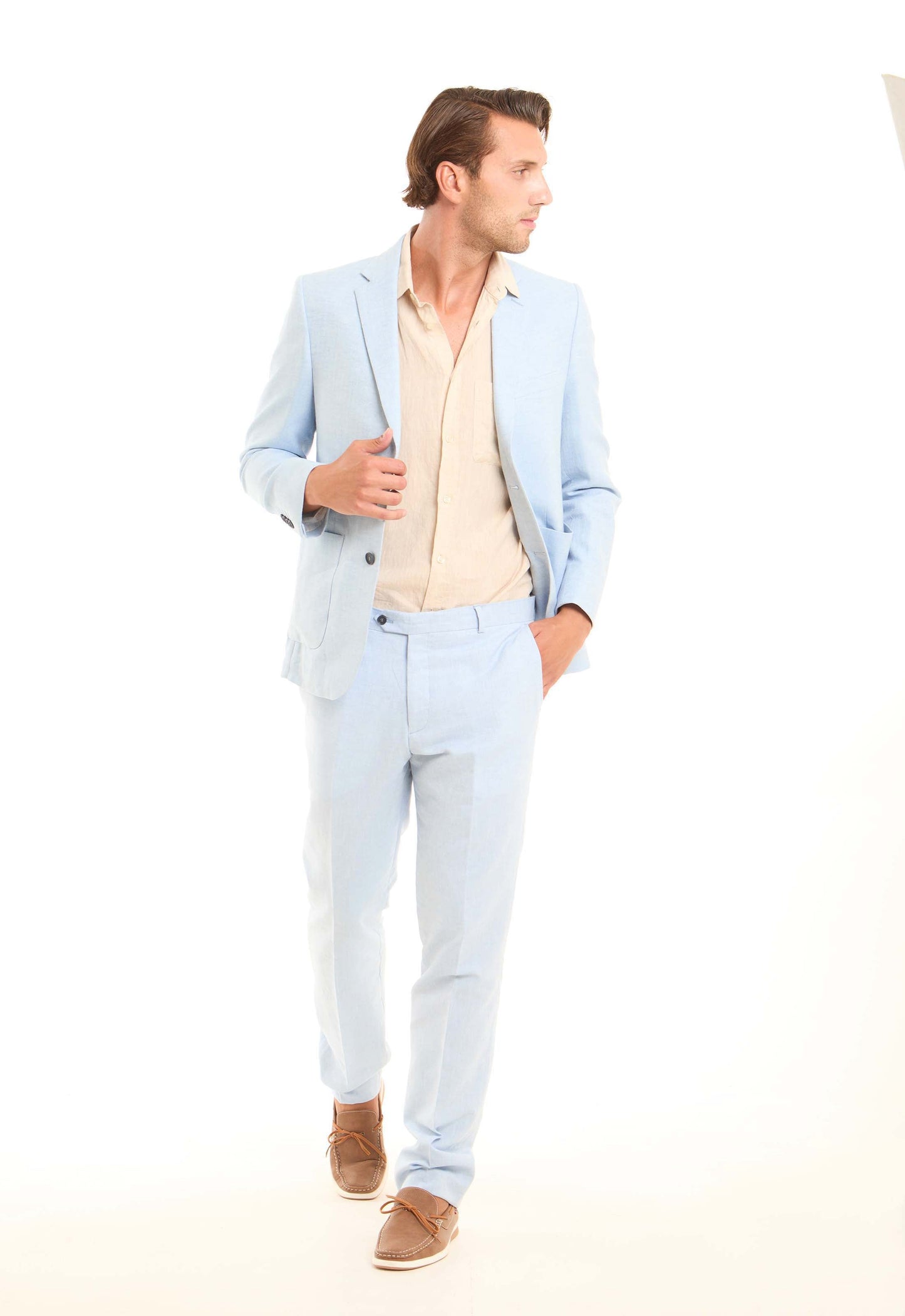 Linen-Cotton Notched Blazer