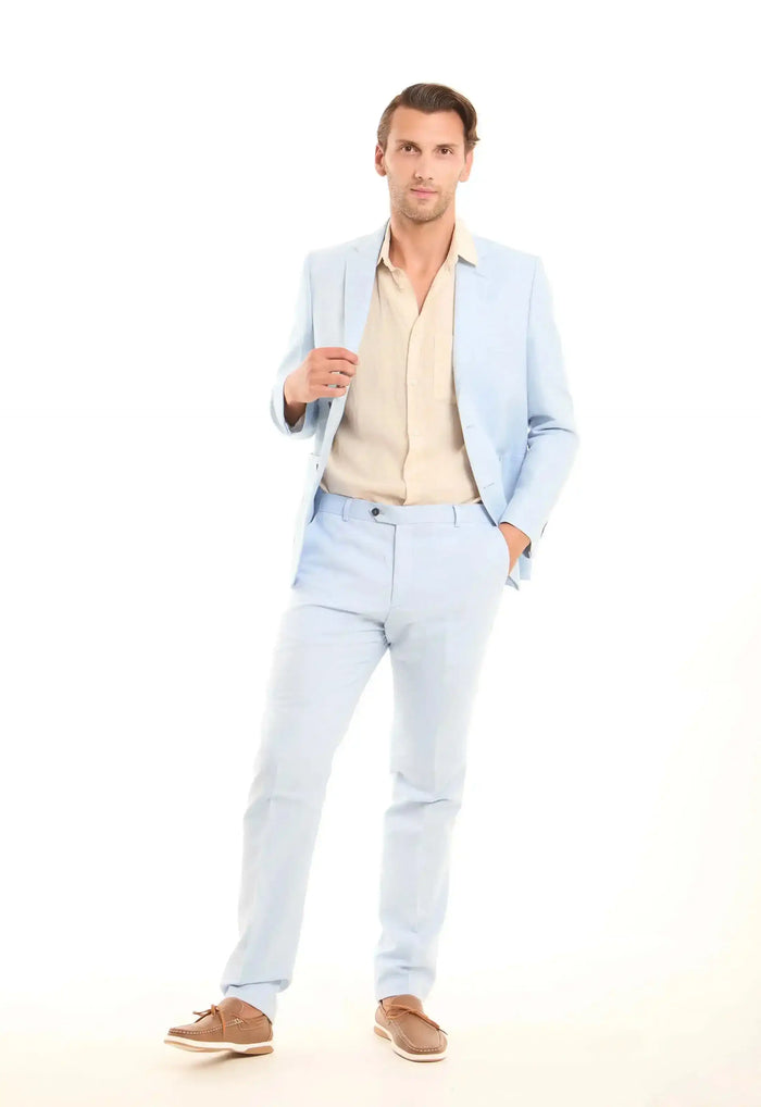 Linen-Cotton Suit Pants