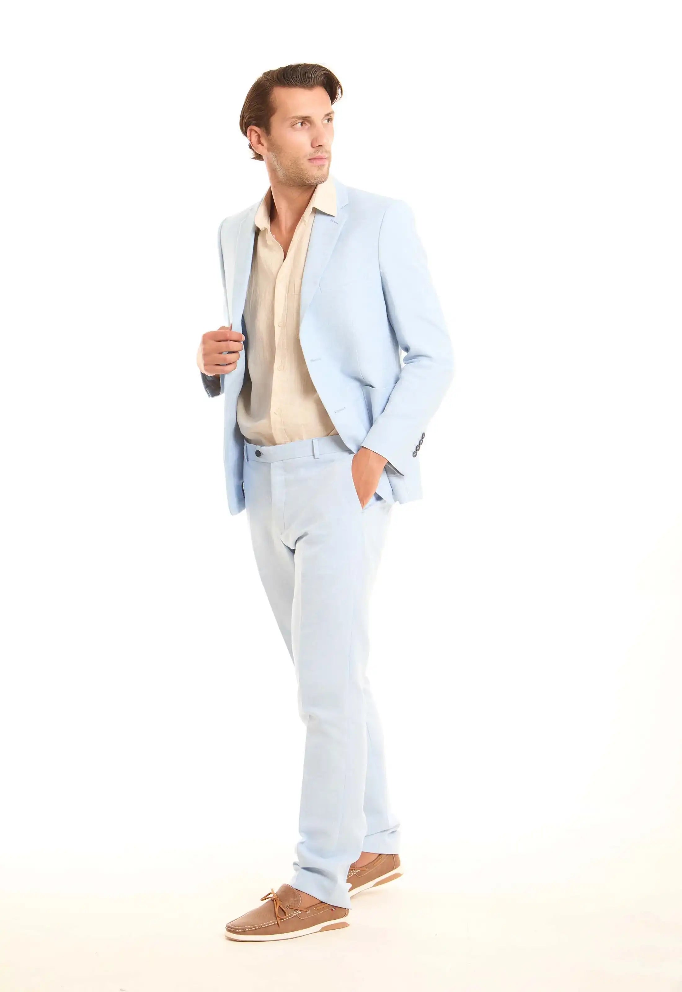 Linen-Cotton Suit Pants