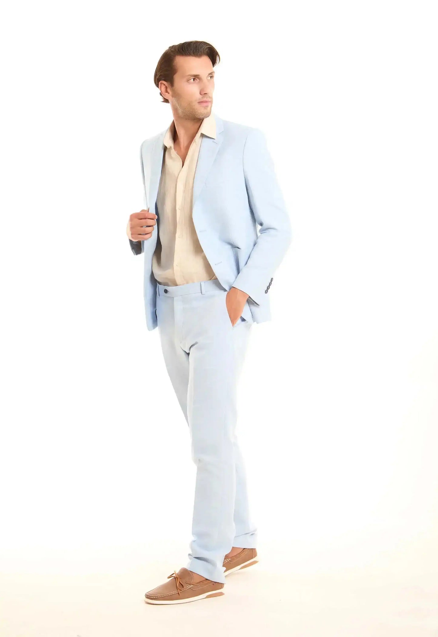 Linen-Cotton Suit Pants