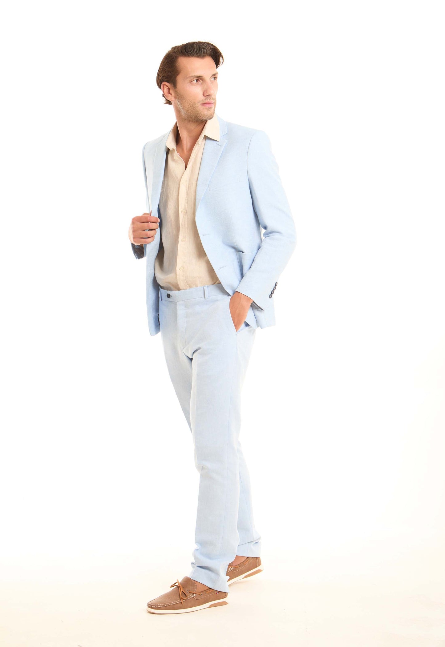 Straight-Leg Linen-Cotton Trousers