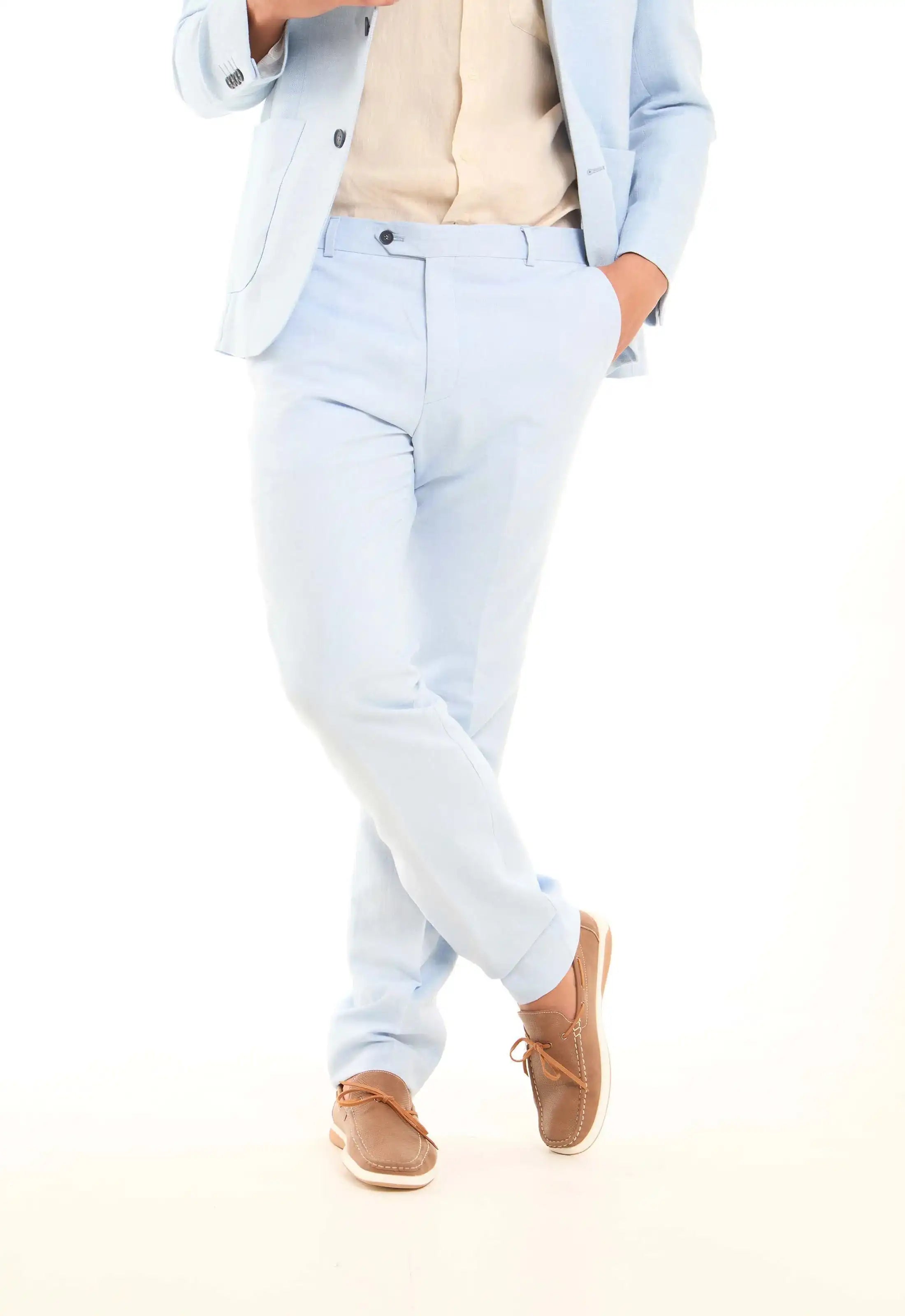 Linen-Cotton Suit Pants