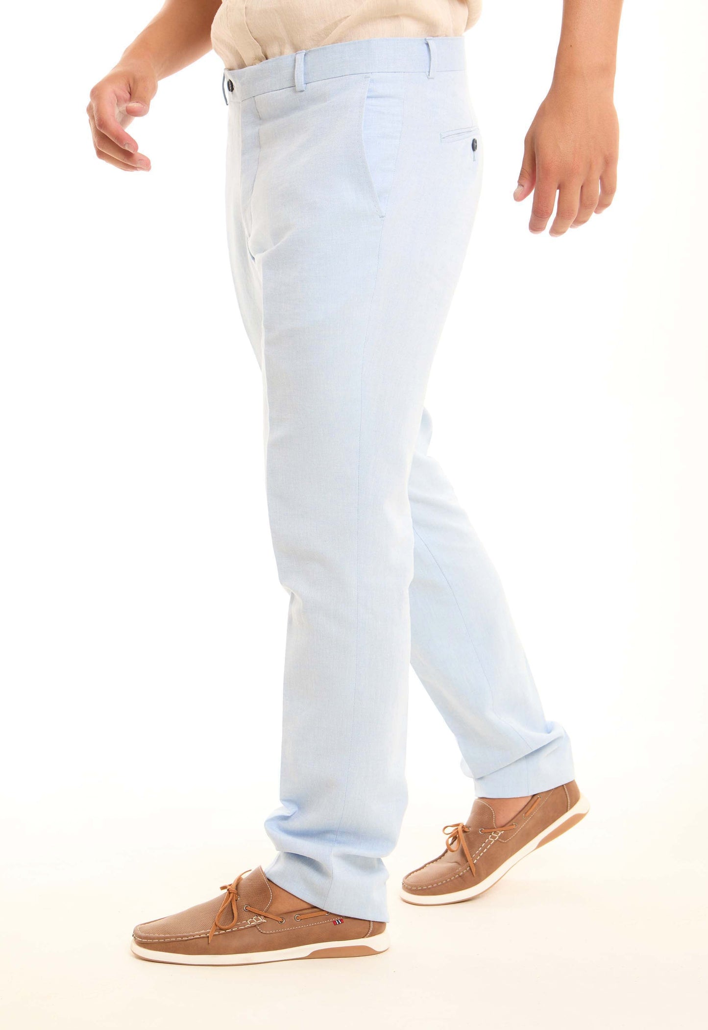 Straight-Leg Linen-Cotton Trousers