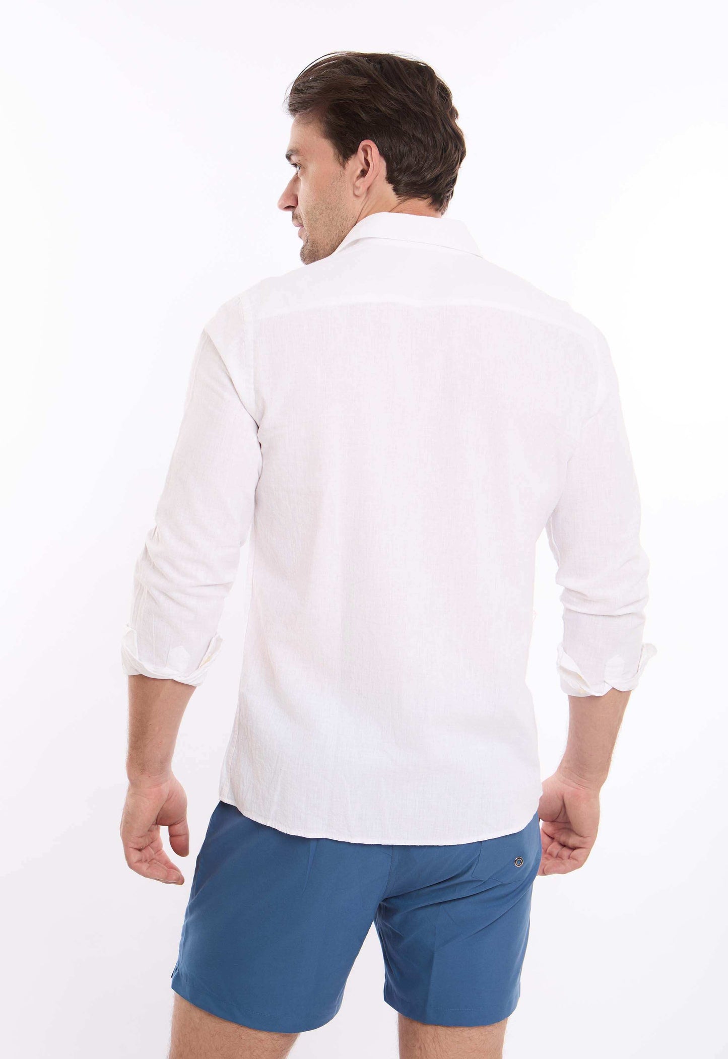 قميص قطن نقشة مزخرفة بقصة عادية