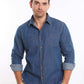Dark Linen Shirt with Front Pockets
