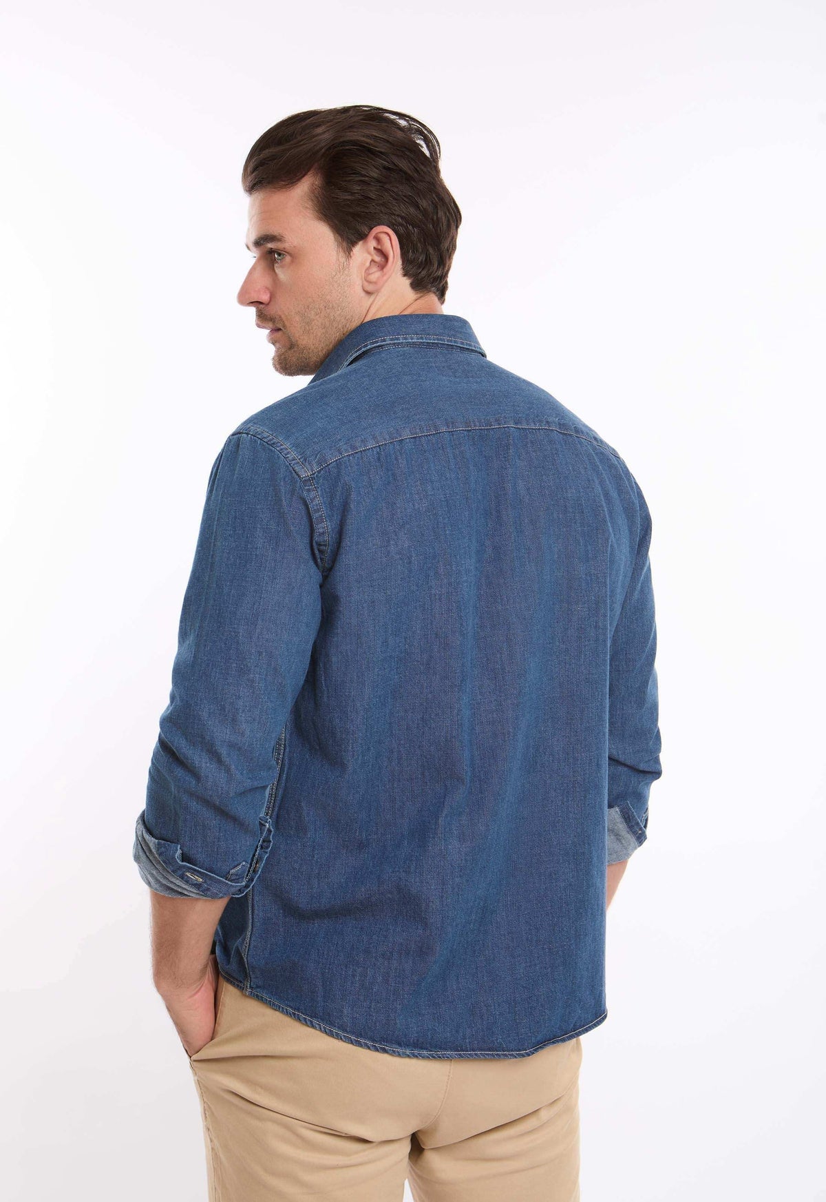 Dark Linen Shirt with Front Pockets