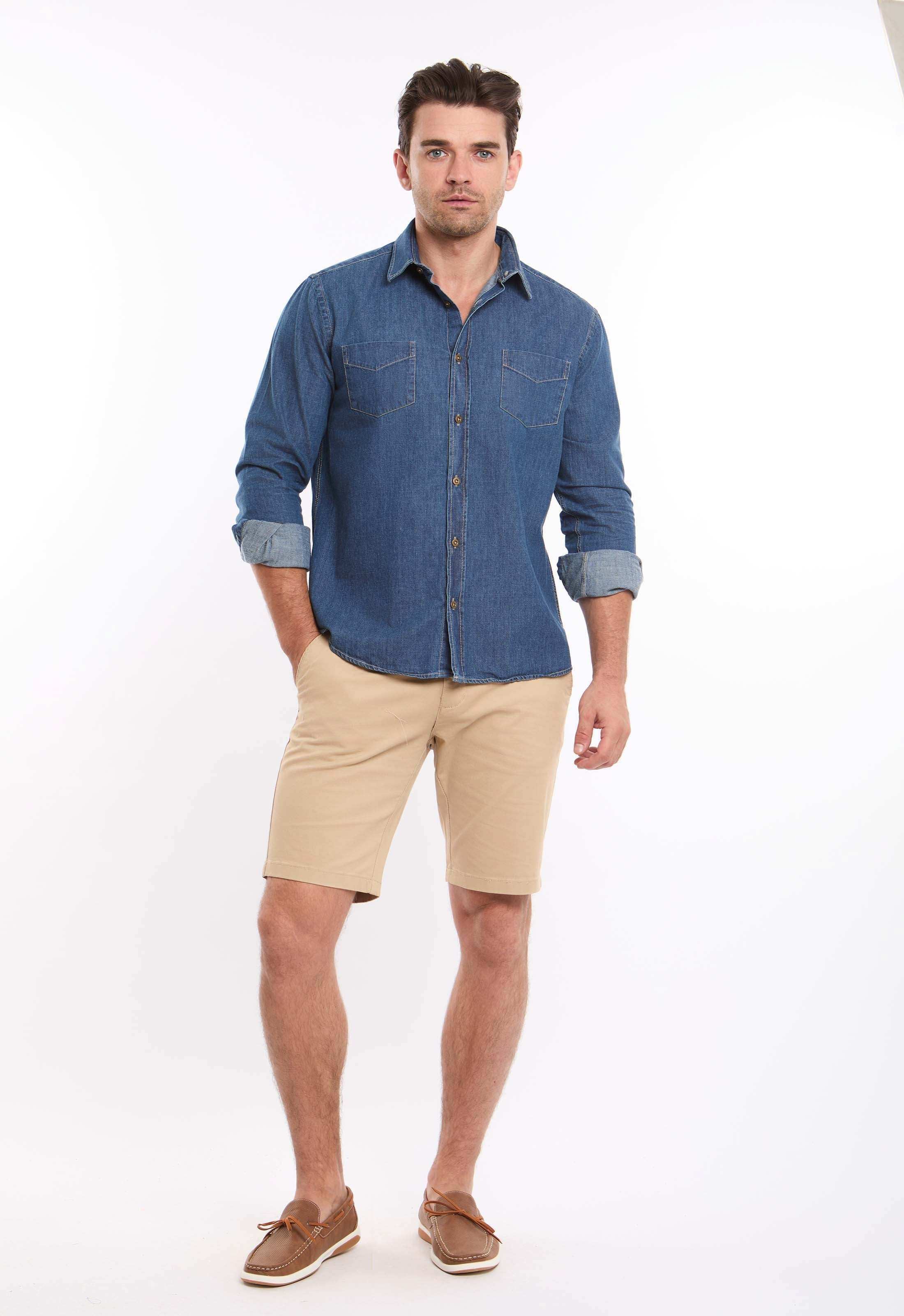 Dark Linen Shirt with Front Pockets