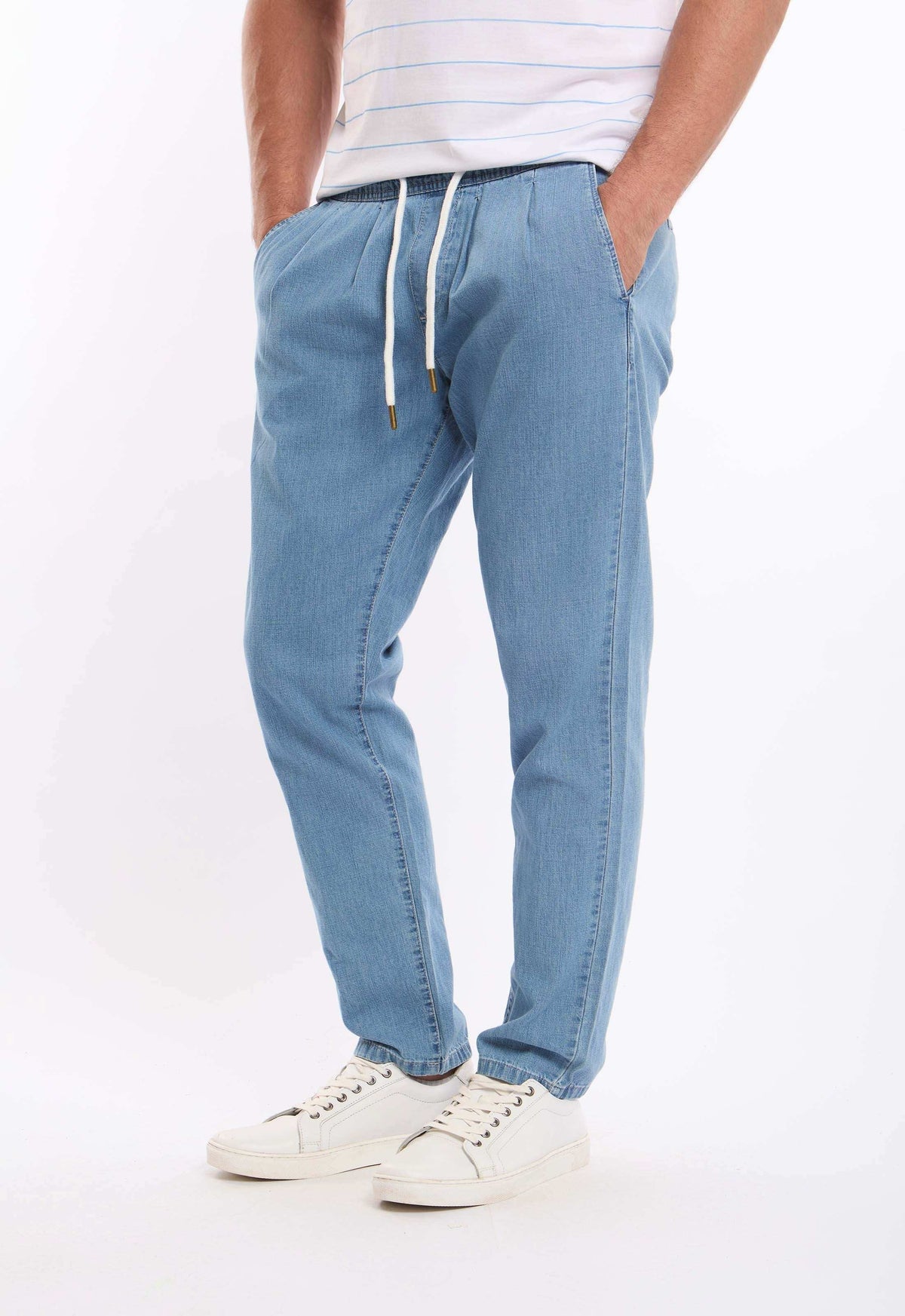 Relaxed Cotton Pants with Elastic Hems