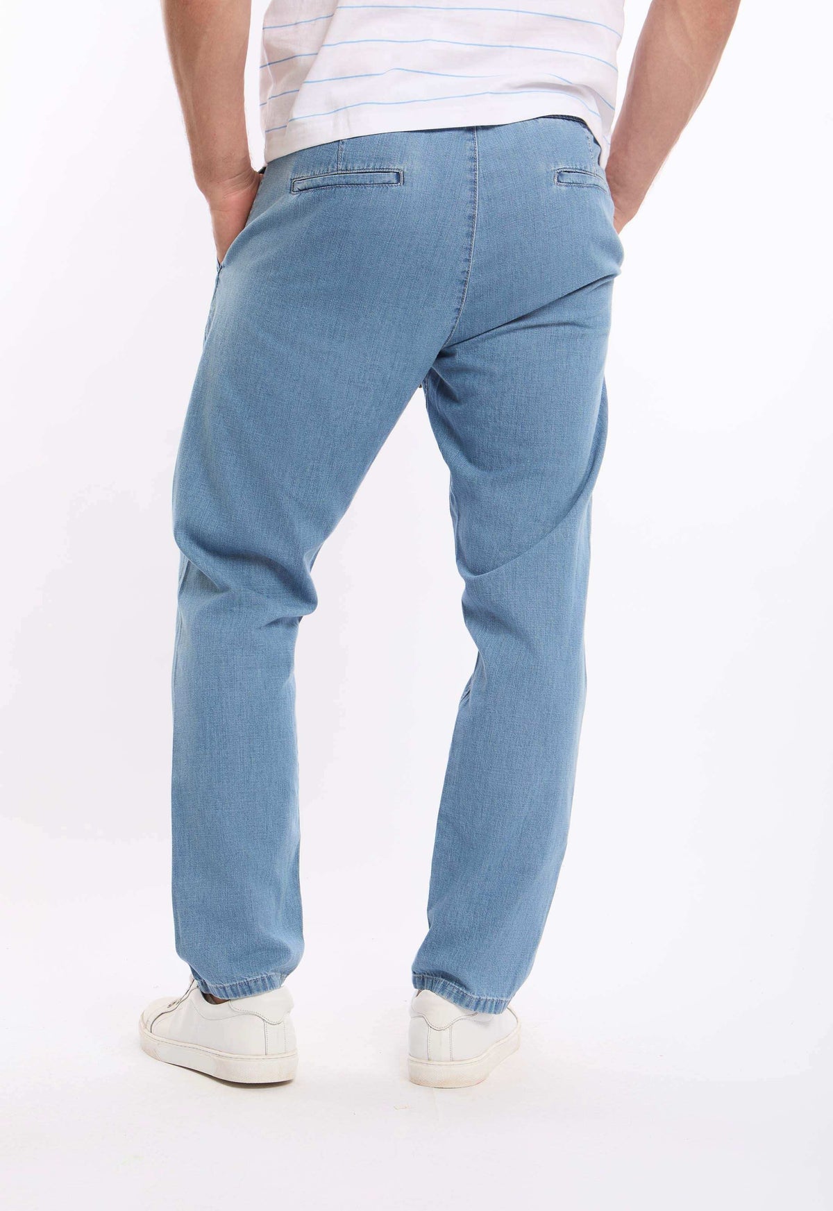 Relaxed Cotton Pants with Elastic Hems