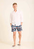 Patterned Swim Shorts with Side Pockets