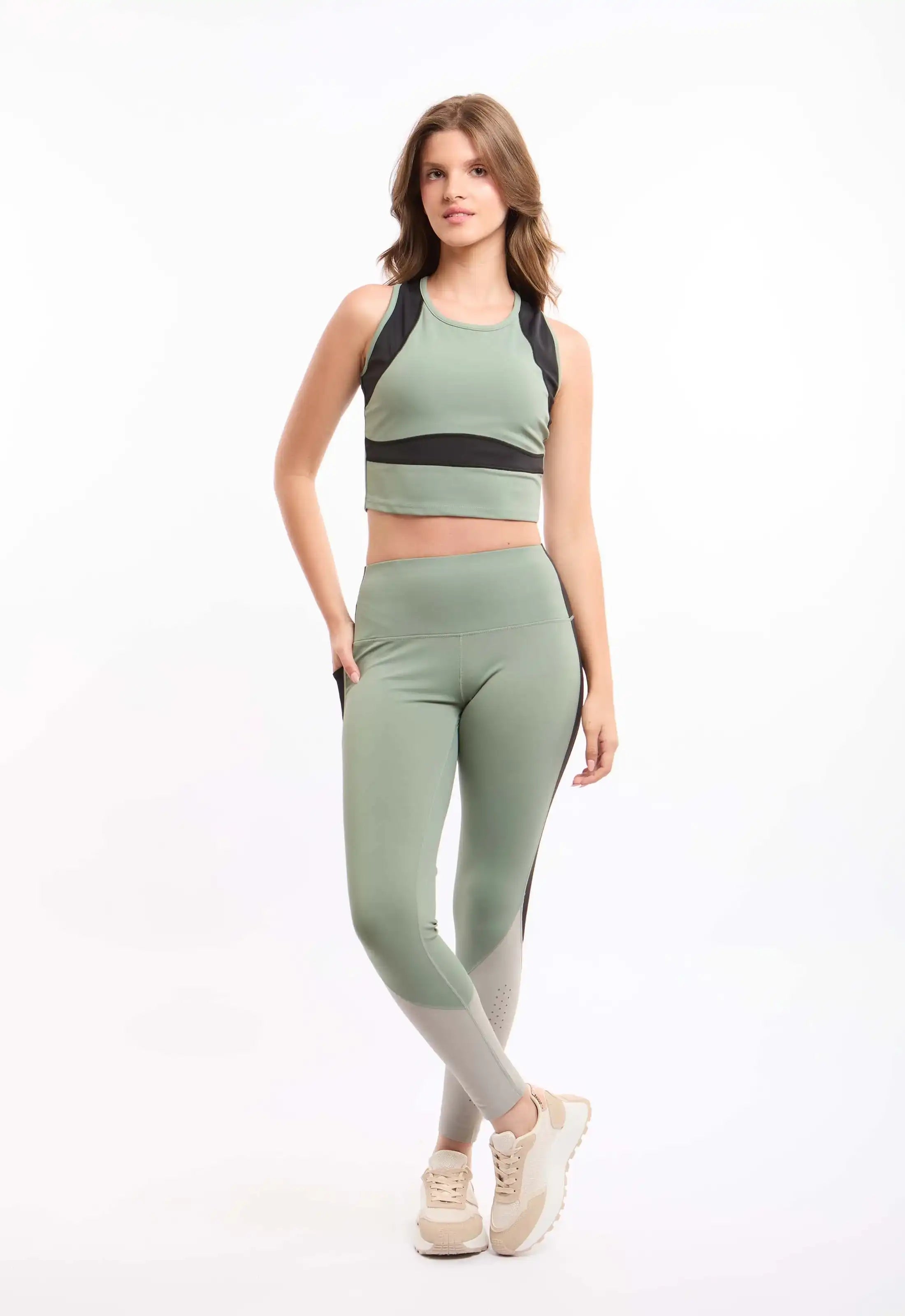 Tri-Tone Colorblock Slip On Sportive Leggings