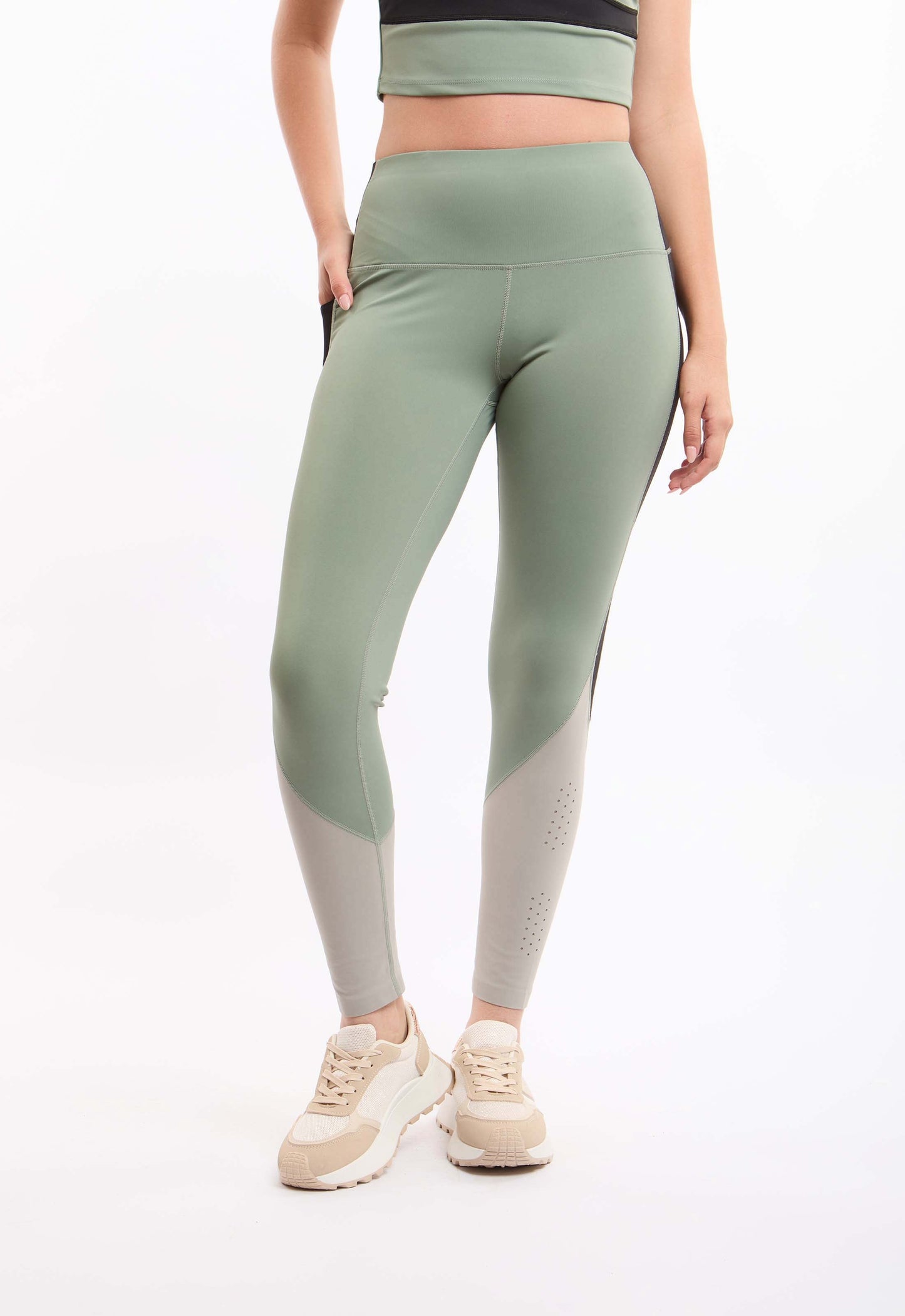 Tri-Tone Colorblock Slip On Sportive Leggings