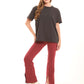 Flared Stretch Pants Accented by Front Slits