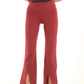 Flared Stretch Pants Accented by Front Slits