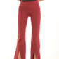 Flared Stretch Pants Accented by Front Slits