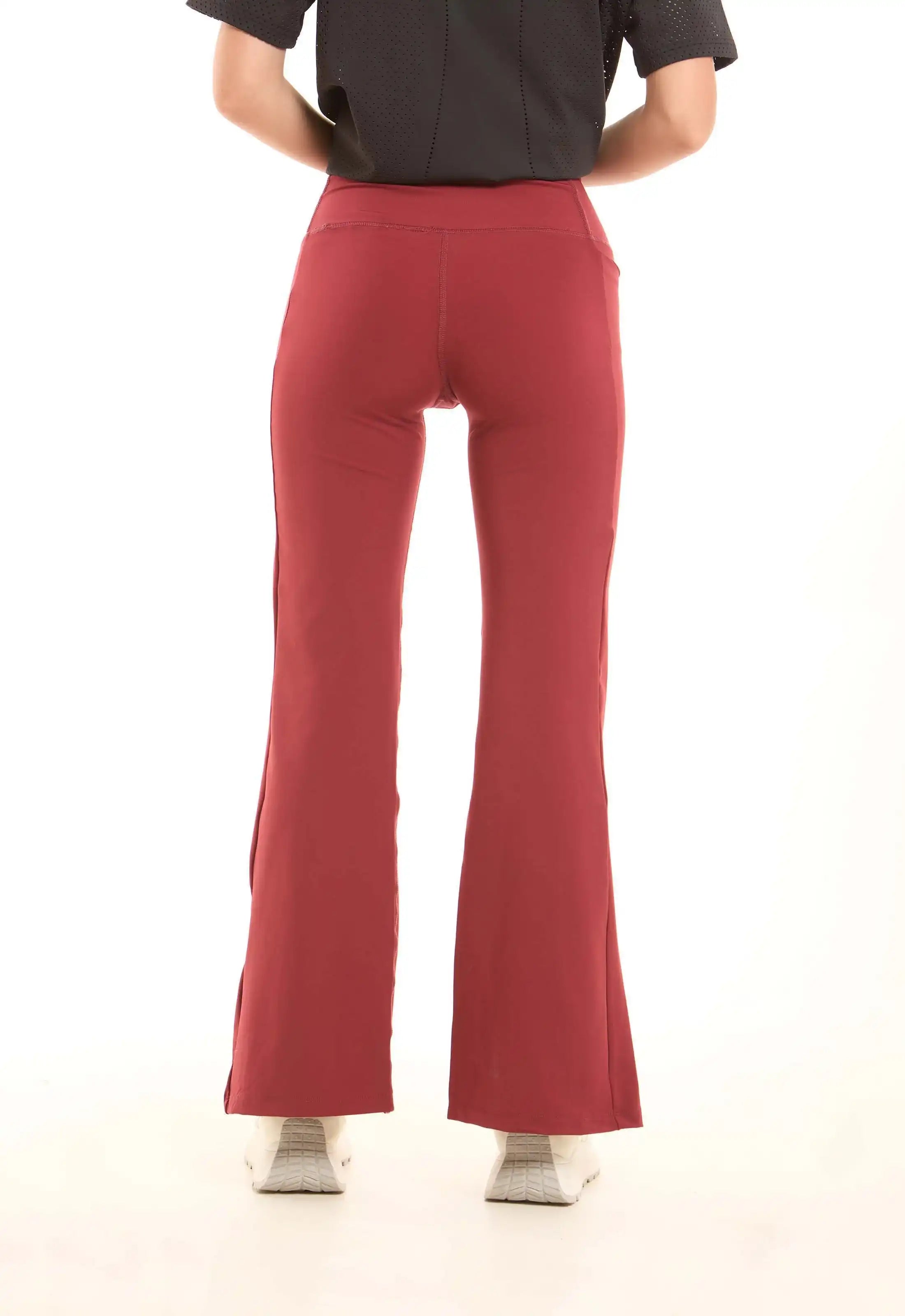 Flared Stretch Pants Accented by Front Slits
