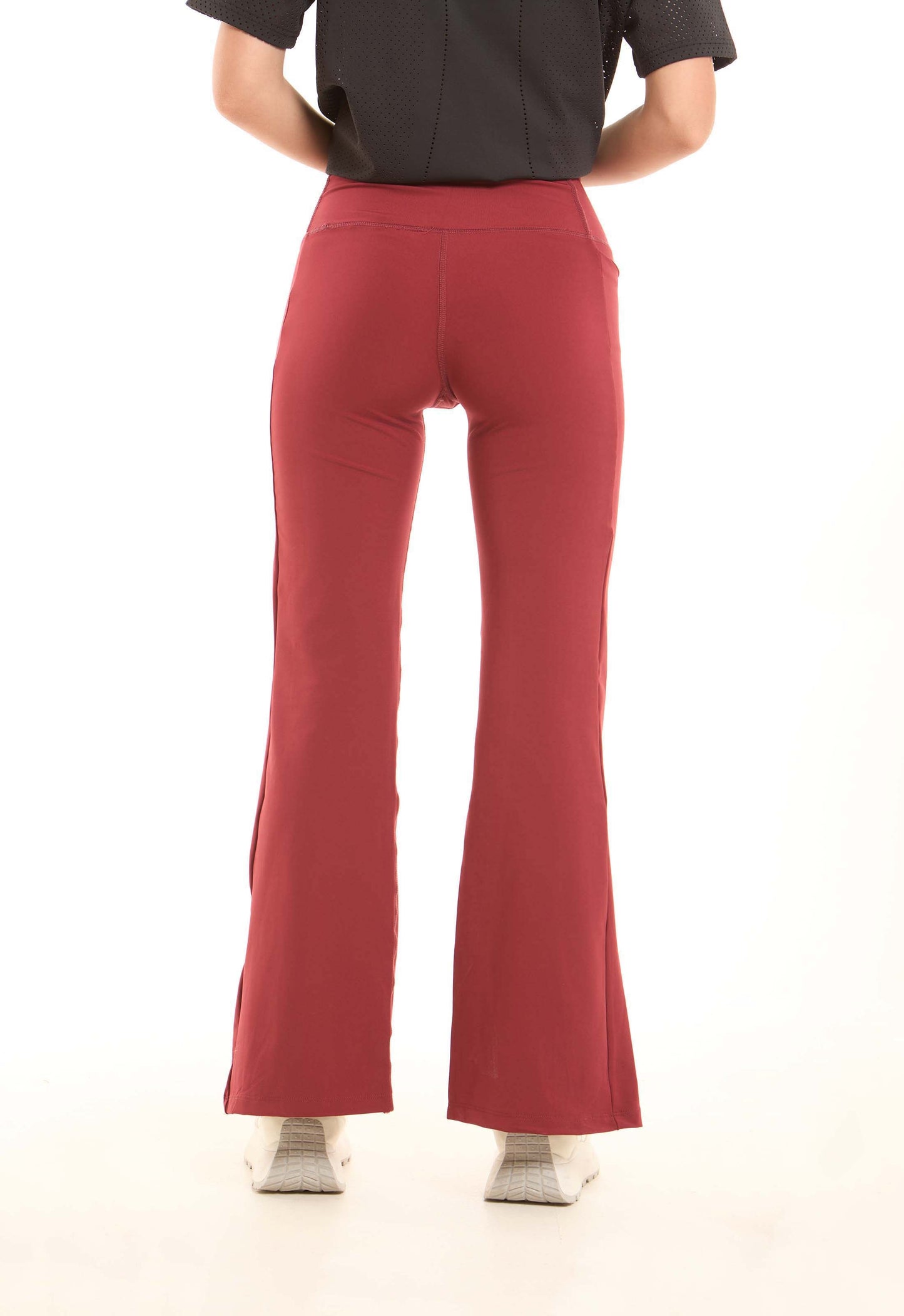 Flared Stretch Pants Accented by Front Slits