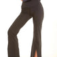 Flared Stretch Pants Accented by Front Slits