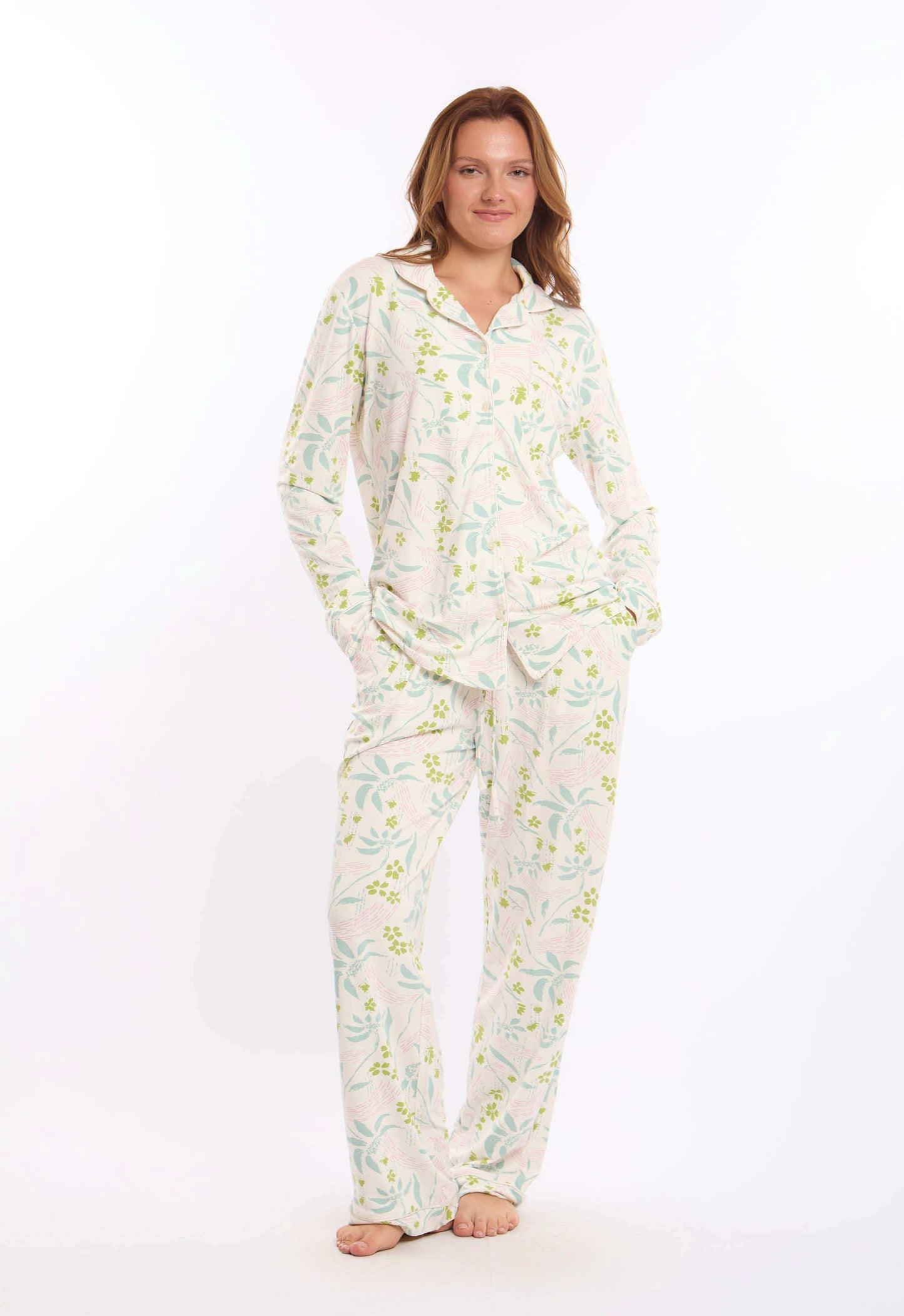 Floral Long Sleeves Cotton Pajama Set