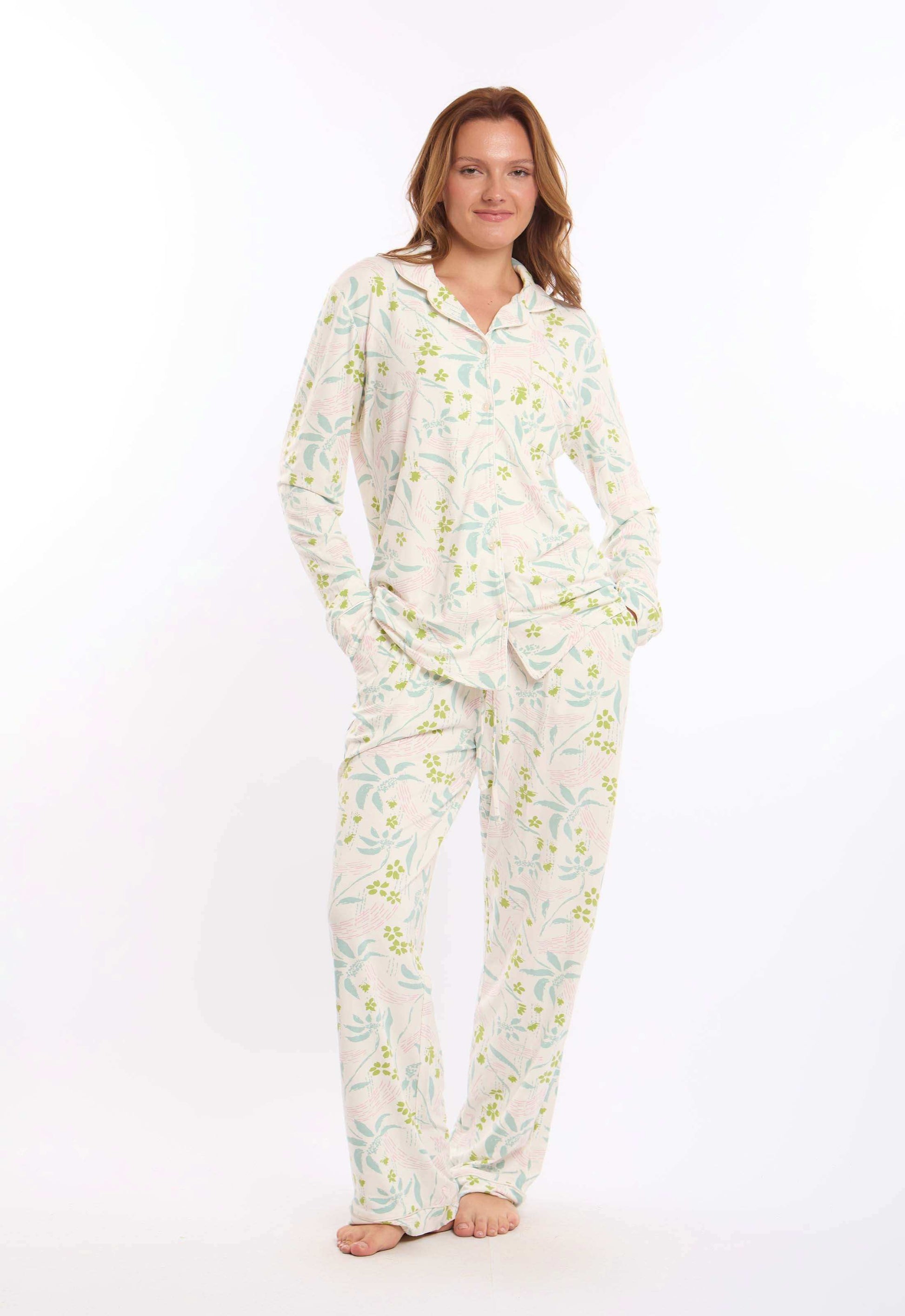 Floral Long Sleeves Cotton Pajama Set