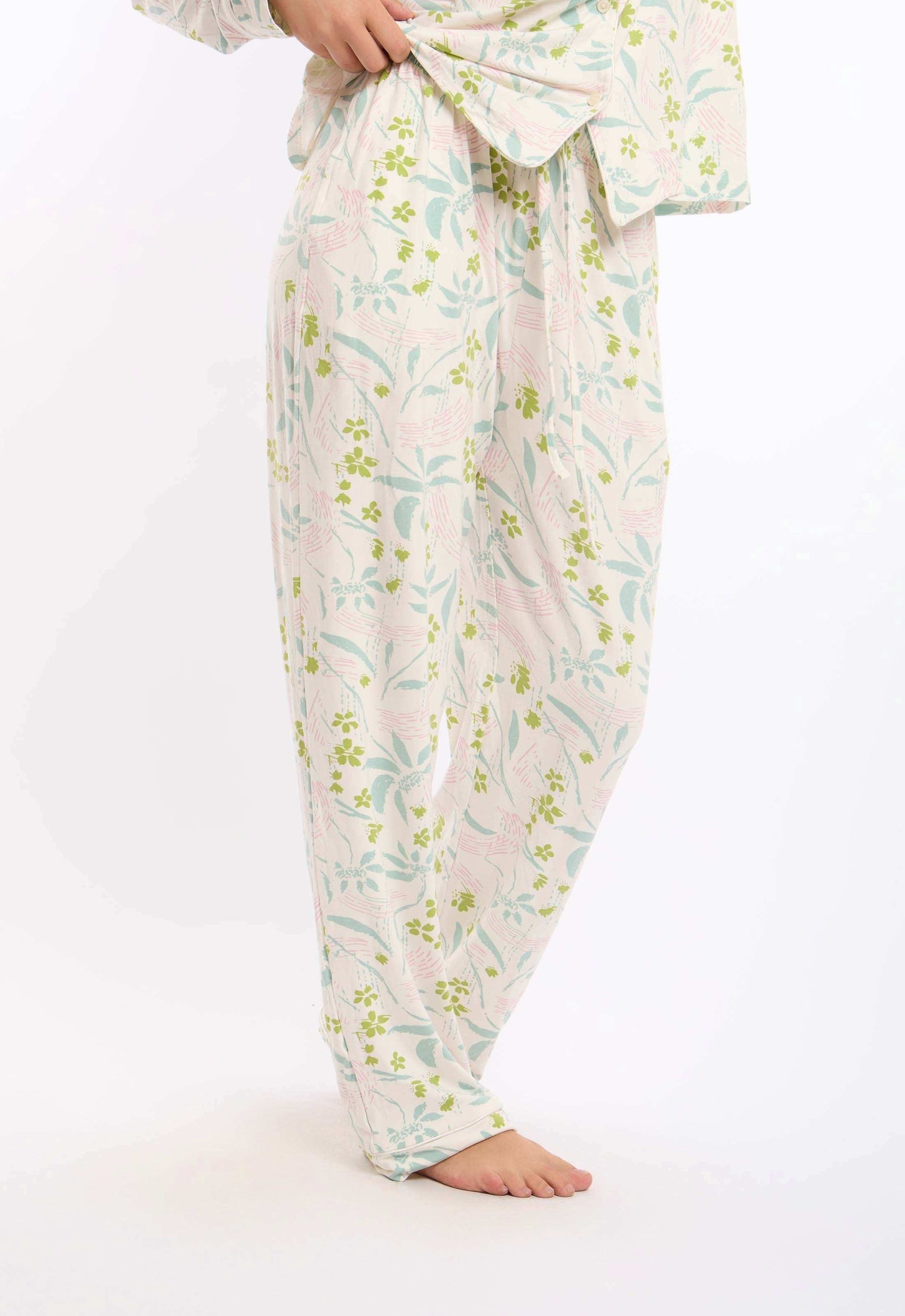Floral Long Sleeves Cotton Pajama Set