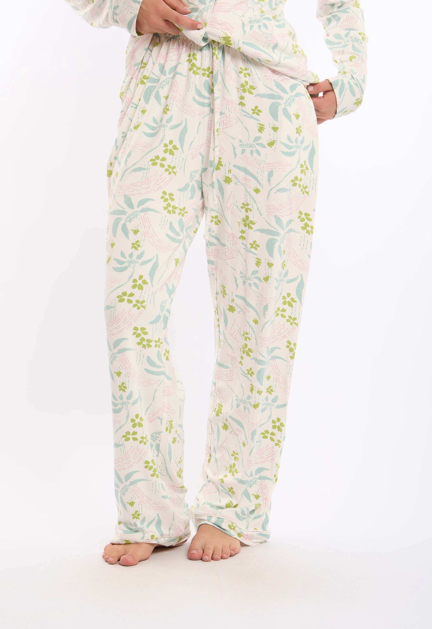 Floral Long Sleeves Cotton Pajama Set