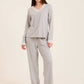 V-Neck Long Sleeves Pajama Set with Lace Detail