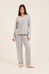 V-Neck Long Sleeves Pajama Set with Lace Detail