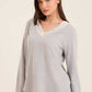 V-Neck Long Sleeves Pajama Set with Lace Detail