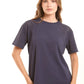 Solid Crew Neck Tee with Perforated Sleeves