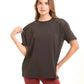 Solid Crew Neck Tee with Perforated Sleeves
