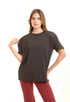 Solid Crew Neck Tee with Perforated Sleeves