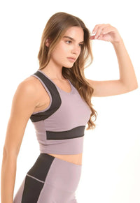 Sporty Cropped Bra Top Featuring Contrast Panels