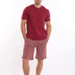 Solid Tee & Patterned Shorts Pajama Set