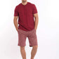 Solid Tee & Patterned Shorts Pajama Set