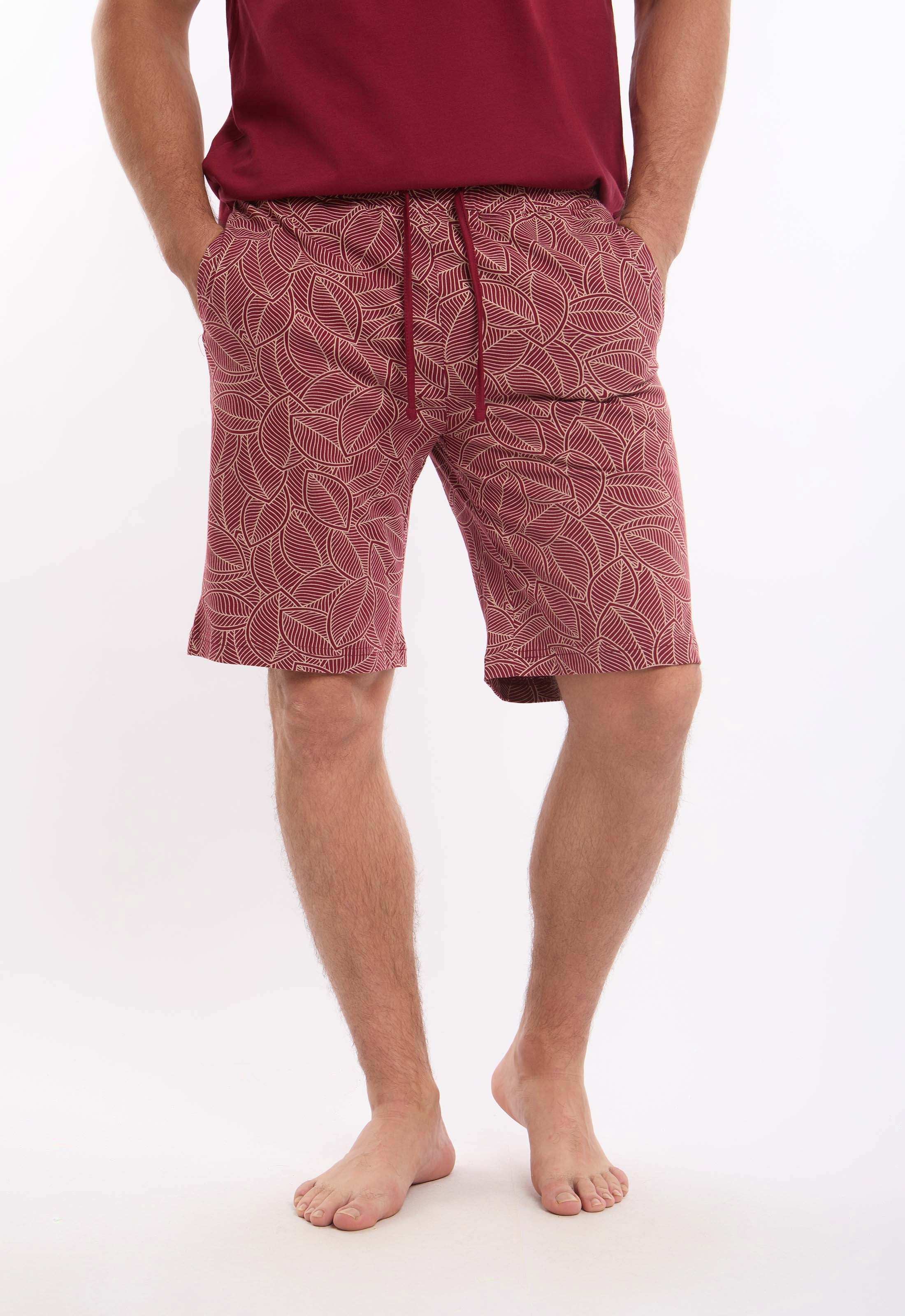 Solid Tee & Patterned Shorts Pajama Set