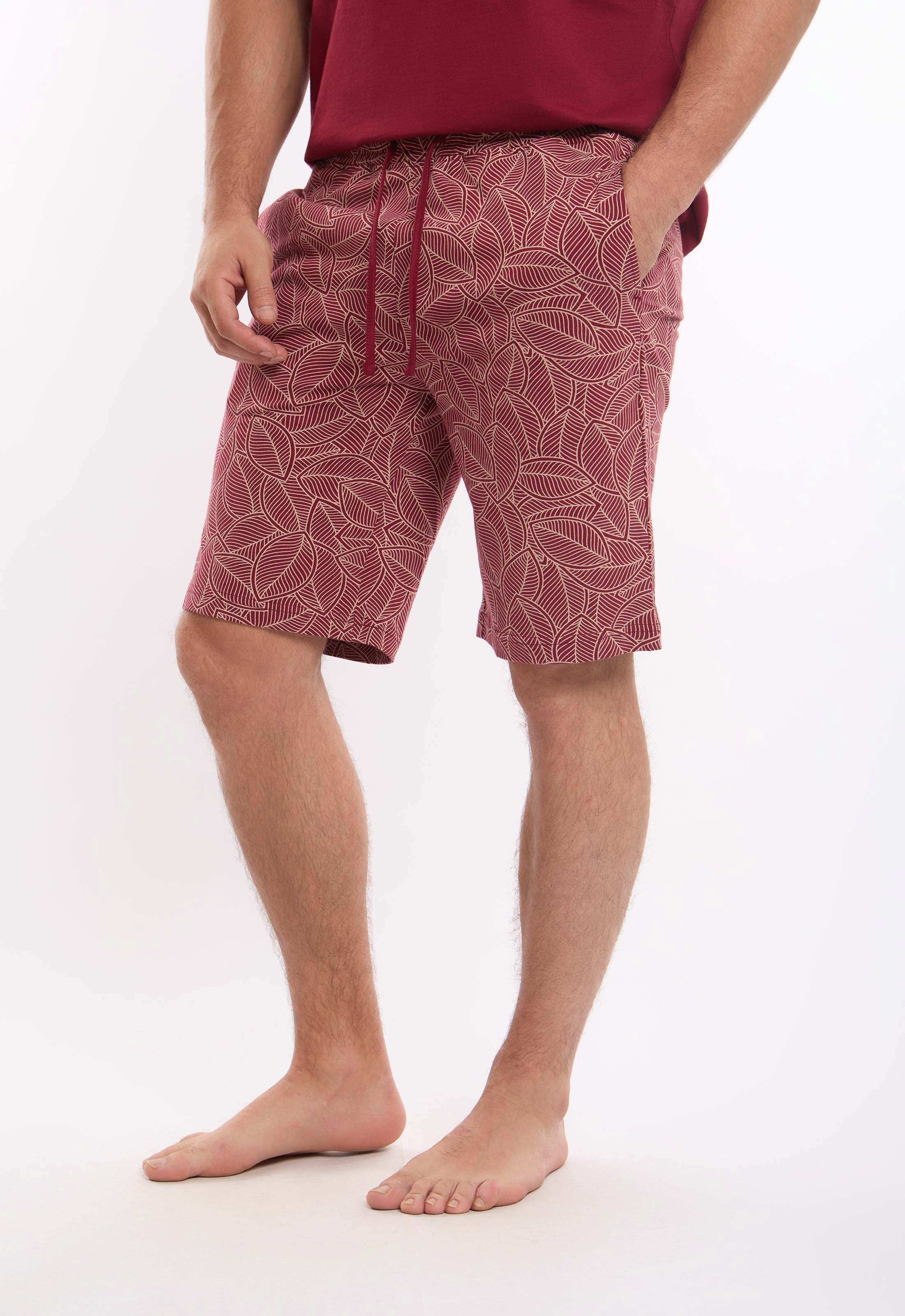 Solid Tee & Patterned Shorts Pajama Set